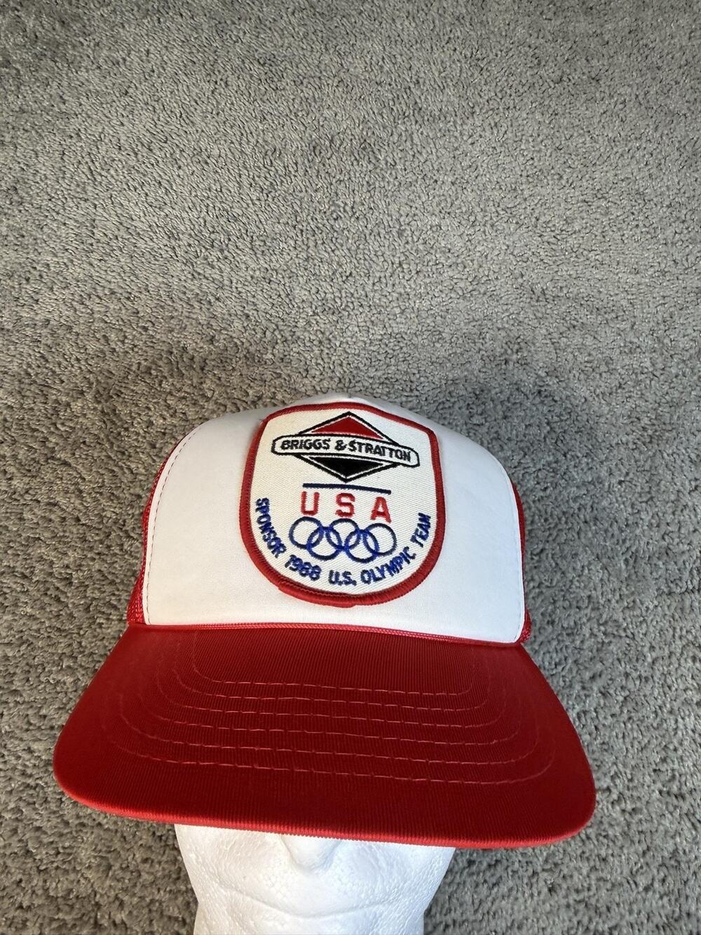 Vintage Briggs & Straton Hat Cap Mens Trucker Olympics Sponsor Snapback 90s